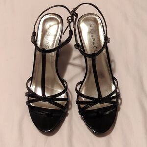 Rampage Black Patent 8 1/2 M Ankle Strap 3 1/2" Heel (GR)